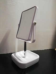 Зеркало настольное двухстороннее с 3-х кратным увеличением (оправа белая)